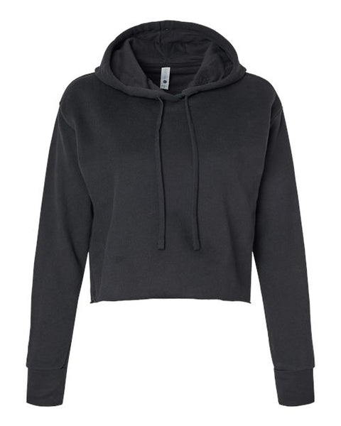 Next Level 9384 Women's Laguna Sueded Raw Edge Crop Hoodie Sweatshirt