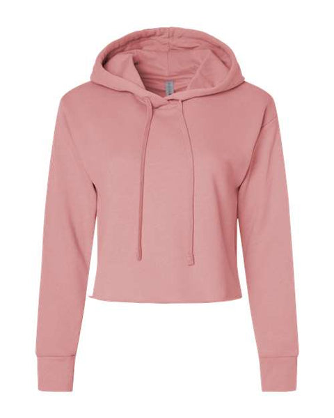 Next Level 9384 Women's Laguna Sueded Raw Edge Crop Hoodie Sweatshirt