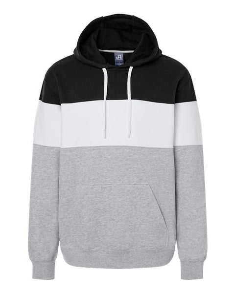 J. America 8644 Men's Varsity Fleece Colorblocked Hooded Sweatshirt
