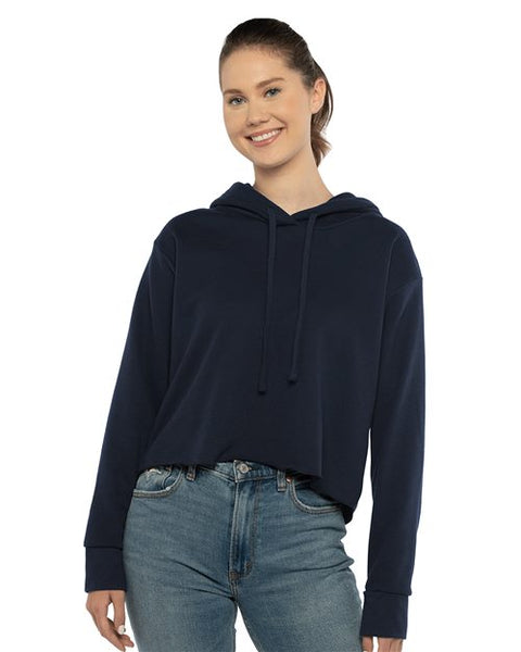 Next Level 9384 Women's Laguna Sueded Raw Edge Crop Hoodie Sweatshirt
