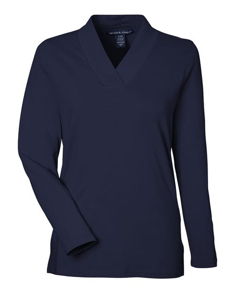 Devon & Jones DP121W Women's Raleigh Shawl Collar Knit Top