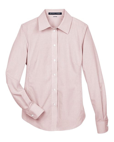 Devon & Jones DG510W Women's Crown Collection Micro Tattersall Woven Dress Shirt