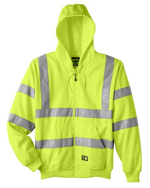 Berne Apparel HVF021 Men's Berne Hi-Vis Class 3 Lined Hooded Sweatshirt