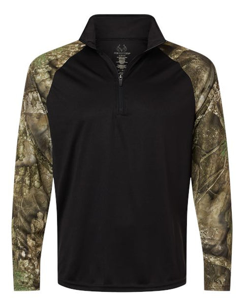 RealTree RT5703 Unisex Realtree Performance Colorblocked Quarter-Zip Pullover