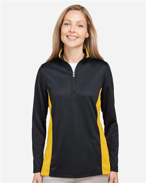 Harriton M786W Women's Flash Snag Protection Plus IL Colorblock Quarter-Zip Pullover