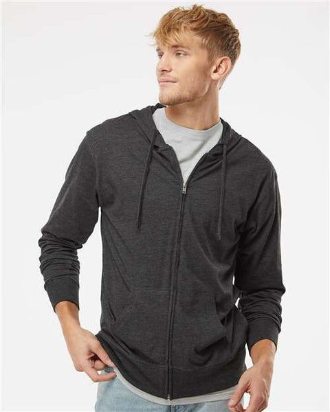 Independent Trading Co. SS150JZ Lightweight Jersey Full-Zip Hooded T-Shirt