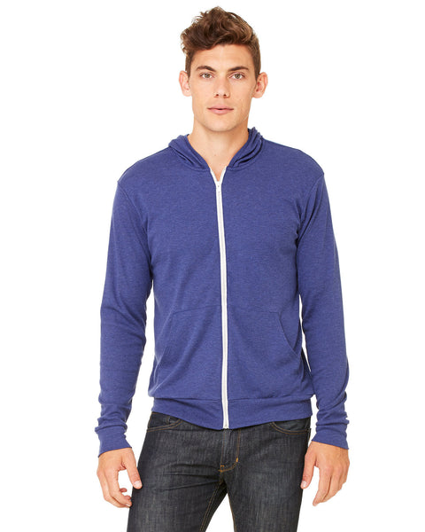 Bella + Canvas 3939 Unisex Triblend Full-Zip Lightweight Hoodie