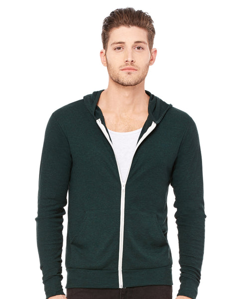 Bella + Canvas 3939 Unisex Triblend Full-Zip Lightweight Hoodie