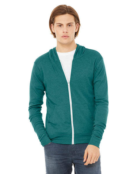 Bella + Canvas 3939 Unisex Triblend Full-Zip Lightweight Hoodie