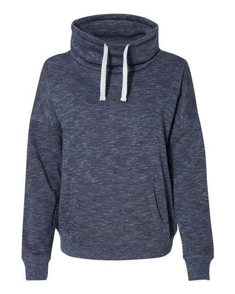 J. America 8673 Womens Mlange Fleece Cowl Neck Sweatshirt