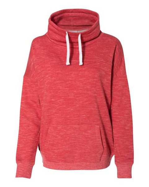 J. America 8673 Womens Mlange Fleece Cowl Neck Sweatshirt