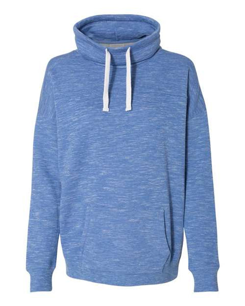 J. America 8673 Womens Mlange Fleece Cowl Neck Sweatshirt