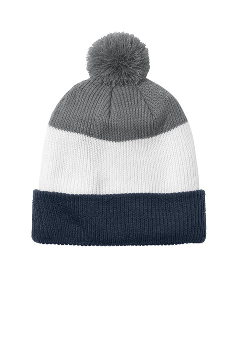 Port Authority C979 Cozy Striped Pom Beanie