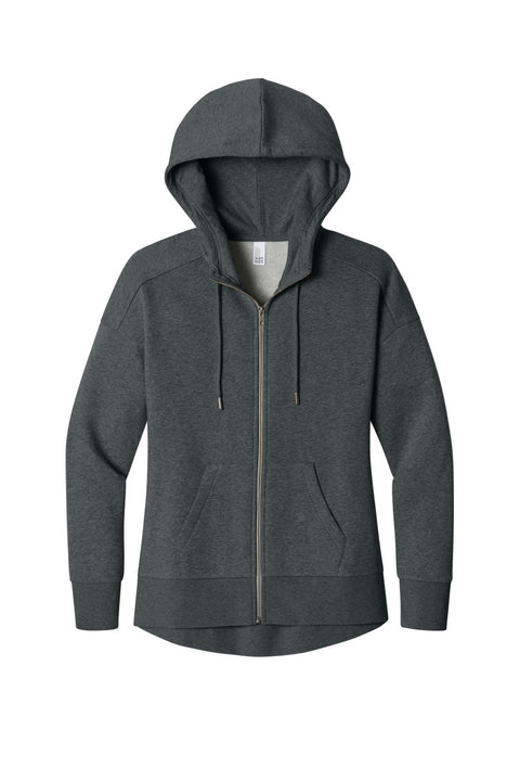 District DT1104 Women's Perfect Weight  Fleece Drop Shoulder Full-Zip Hoodie