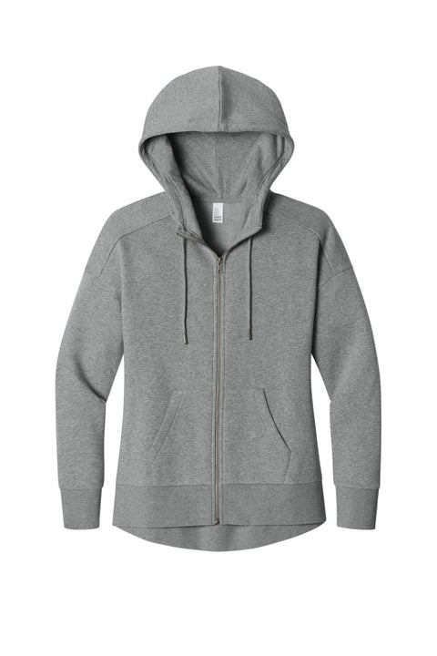 District DT1104 Women's Perfect Weight  Fleece Drop Shoulder Full-Zip Hoodie