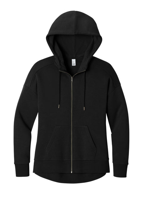 District DT1104 Women's Perfect Weight  Fleece Drop Shoulder Full-Zip Hoodie