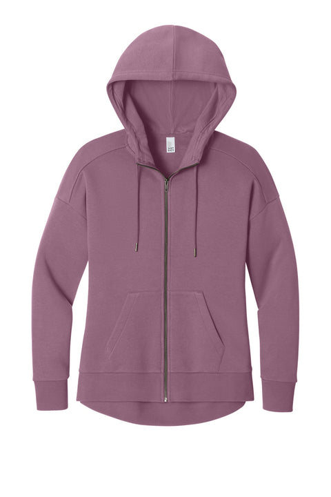 District DT1104 Women's Perfect Weight  Fleece Drop Shoulder Full-Zip Hoodie