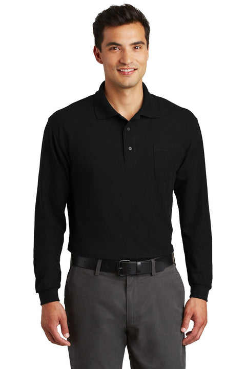 Port Authority K500LSP Long Sleeve Silk Touch Polo with Pocket