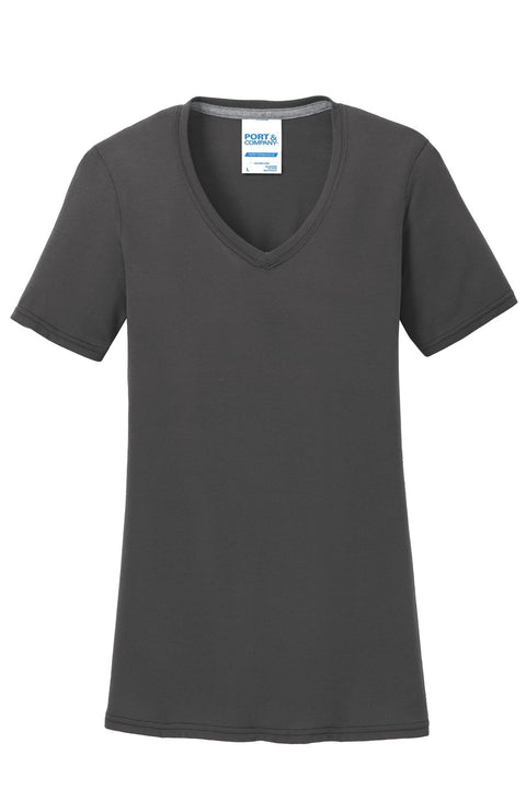 Port & Co LPC381V Women's Performance Blend V-Neck Tee