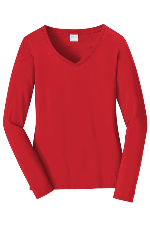 Port & Co LPC450VLS Women's Long Sleeve Fan Favorite V-Neck Tee