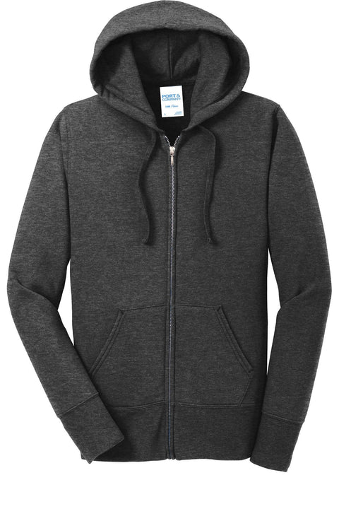 Port & Co LPC78ZH Women's Core Fleece Full-Zip Hooded Sweatshirt