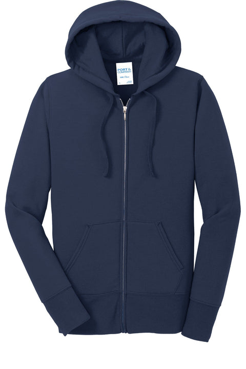 Port & Co LPC78ZH Women's Core Fleece Full-Zip Hooded Sweatshirt