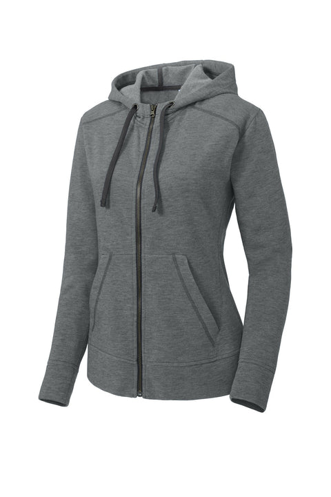 Sport-Tek LST293 Women's PosiCharge  Tri-Blend Wicking Fleece Full-Zip Hooded Jacket