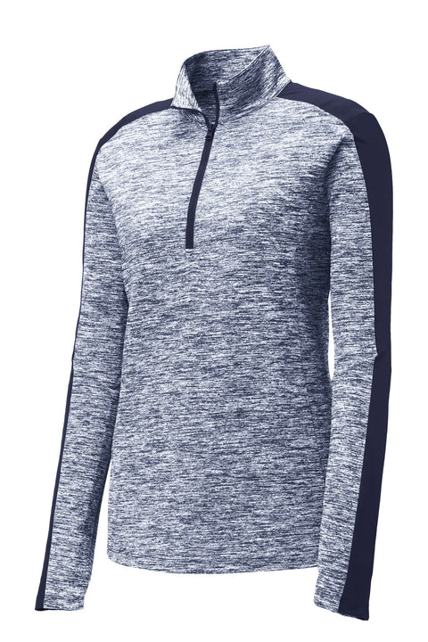 Sport-Tek LST397 Women's PosiCharge Electric Heather Colorblock 1/4-Zip Pullover