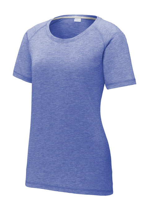 Sport-Tek LST400 Women's PosiCharge  Tri-Blend Wicking Scoop Neck Raglan Tee