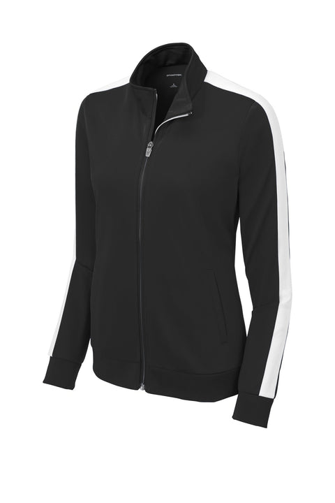 Sport-Tek LST94 Ladies Tricot Sleeve Stripe Track Jacket