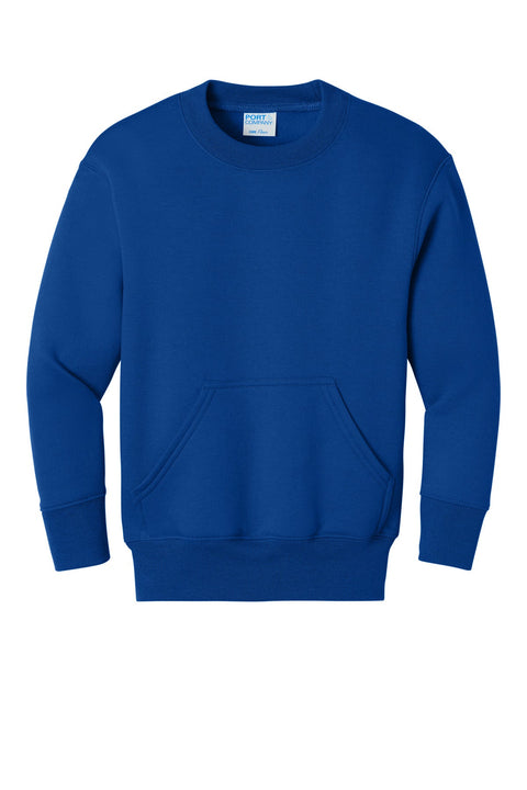Port & Co PC78YPKT Youth Core Fleece Crewneck Pocket Sweatshirt