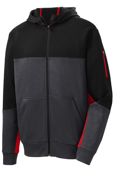 Sport-Tek ST245 Tech Fleece Colorblock Full-Zip Hooded Jacket