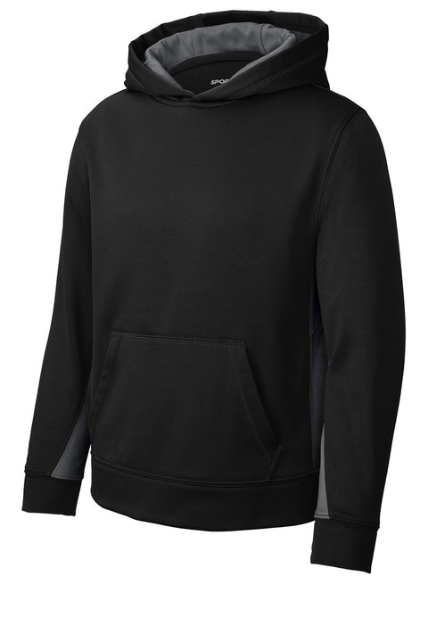 Sport-Tek YST235 Youth Sport-Wick Fleece Colorblock Hooded Pullover