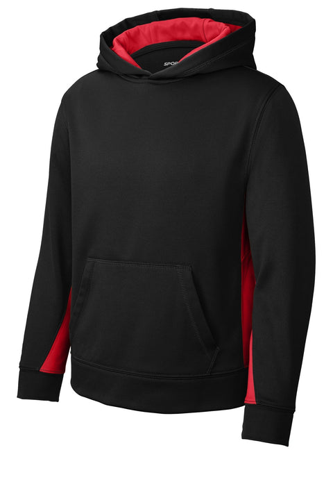 Sport-Tek YST235 Youth Sport-Wick Fleece Colorblock Hooded Pullover