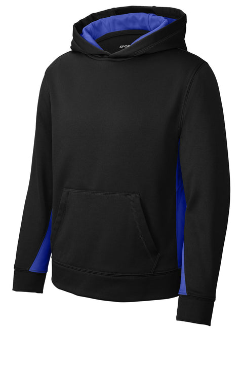 Sport-Tek YST235 Youth Sport-Wick Fleece Colorblock Hooded Pullover