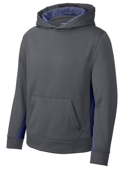 Sport-Tek YST235 Youth Sport-Wick Fleece Colorblock Hooded Pullover