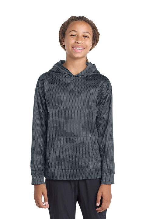 Sport-Tek YST240 Youth Sport-Wick CamoHex Fleece Hooded Pullover