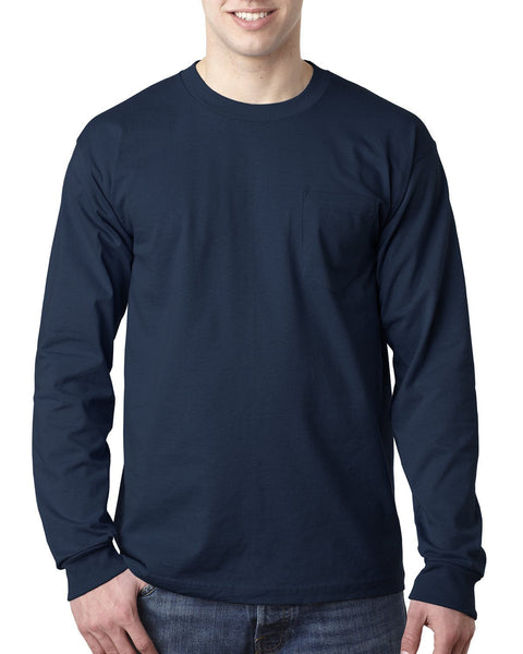 Bayside BA8100 Adult 6.1 oz., 100% Cotton Long Sleeve Pocket T-Shirt