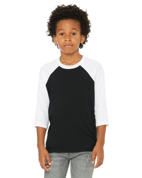 Bella + Canvas 3200Y Youth 3/4-Sleeve Baseball T-Shirt