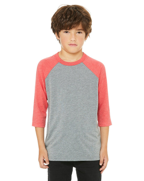 Bella + Canvas 3200Y Youth 3/4-Sleeve Baseball T-Shirt