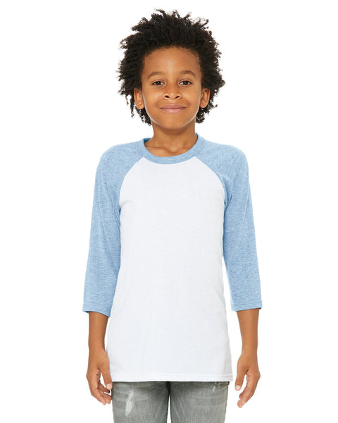 Bella + Canvas 3200Y Youth 3/4-Sleeve Baseball T-Shirt
