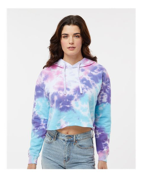 Colortone 8333 Women's Tie-Dyed Crop Hooded Sweatshirt