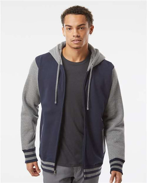 Independent Trading Co. IND45UVZ Heavyweight Varsity Full-Zip Hooded Sweatshirt