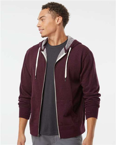 Independent Trading Co. PRM90HTZ Heathered French Terry Full-Zip Hooded Sweatshirt
