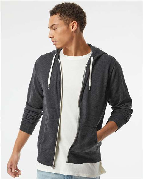 Independent Trading Co. PRM90HTZ Heathered French Terry Full-Zip Hooded Sweatshirt