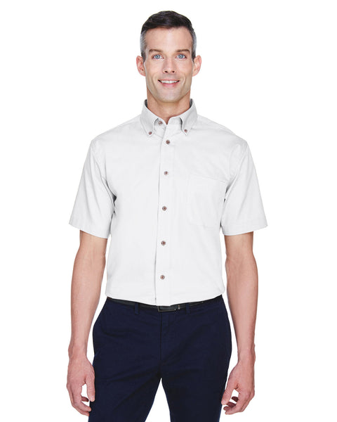 Harriton M500S Men's Easy Blend Short-Sleeve Twill Shirt withStain-Release