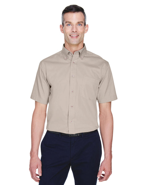Harriton M500S Men's Easy Blend Short-Sleeve Twill Shirt withStain-Release
