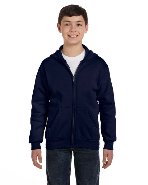 Hanes P480 Youth EcoSmart 50/50 Full-Zip Hooded Sweatshirt