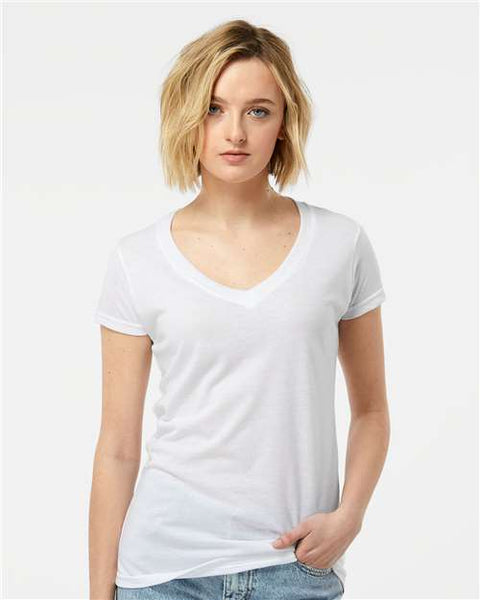 Tultex 244 Women's Poly-Rich V-Neck T-Shirt