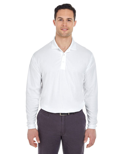 UltraClub 8210LS Adult Cool & Dry Long-Sleeve Mesh Piqué Polo